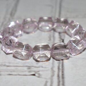 🍇💜 Chunky Purple Beaded Bracelet · 8" Stretch Fit